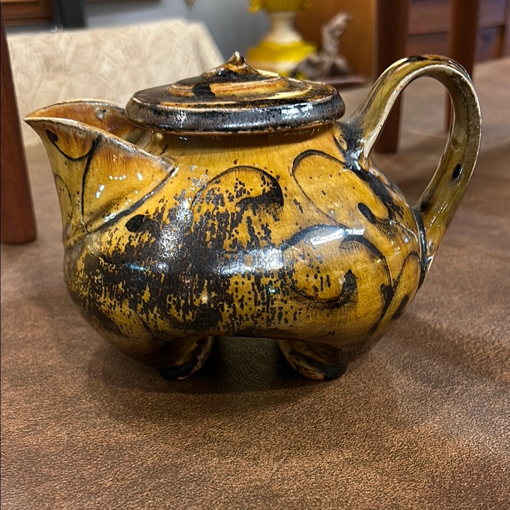 Artistic Handmade Ceramic Teapot - Brown and Black by Okra